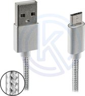 NoName Gevlochten Micro USB kabel 1 meter grijs