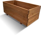 IvoQ Houten Plantenbak – 80 x 40 x 32 cm – FSC Hout – Voor Groenten, Bloemen & Kruiden – Met Drainage en Vlieszak – Voor Tuin & Balkon