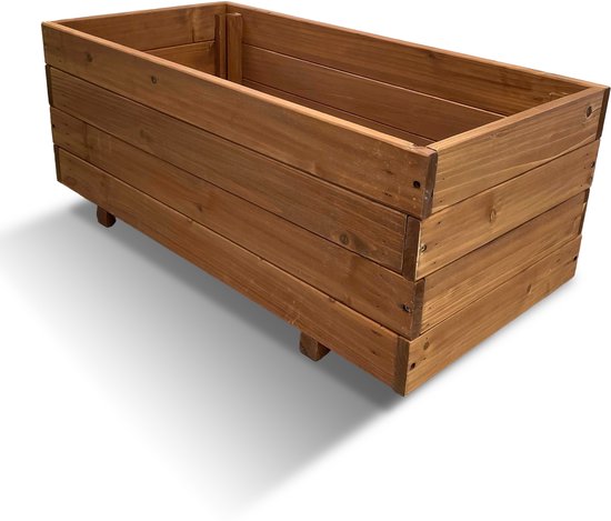 Jardinière en bois IvoQ – 80 x 40 x 32 cm – Bois FSC – Pour légumes, Fleurs et herbes aromatiques – Avec drainage et sac en polaire – Pour Jardin et balcon