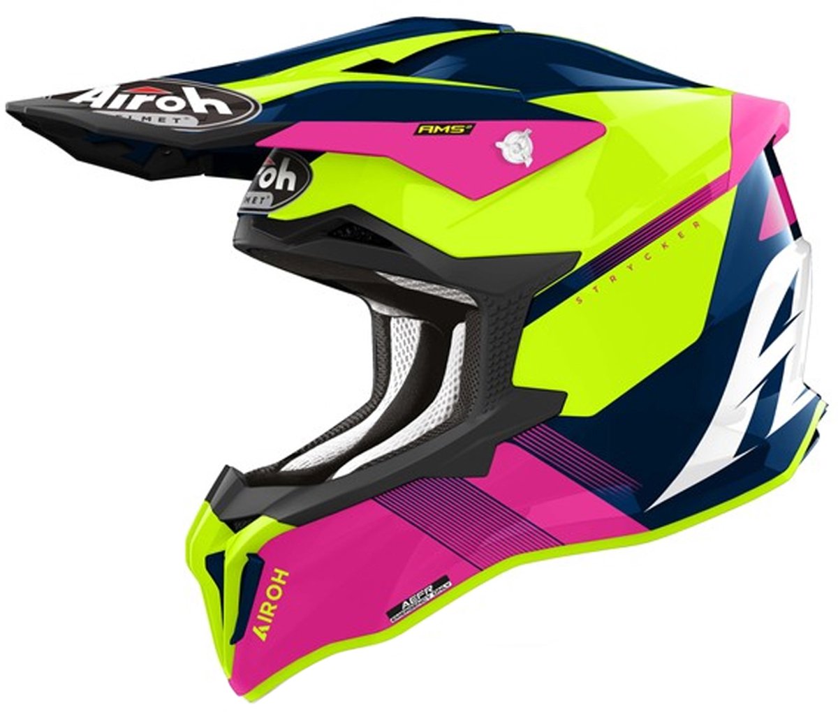 Airoh Strycker Blazer Blauw Roze Offroad Helm - Helm