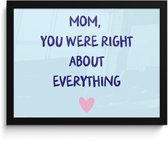 Poster in lijst - Fotolijst 40x30 cm - Posters - Moeder - Quote - Blauw - Posterlijst zwart - Decoratie - Wanddecoratie woonkamer - Muurdecoratie slaapkamer