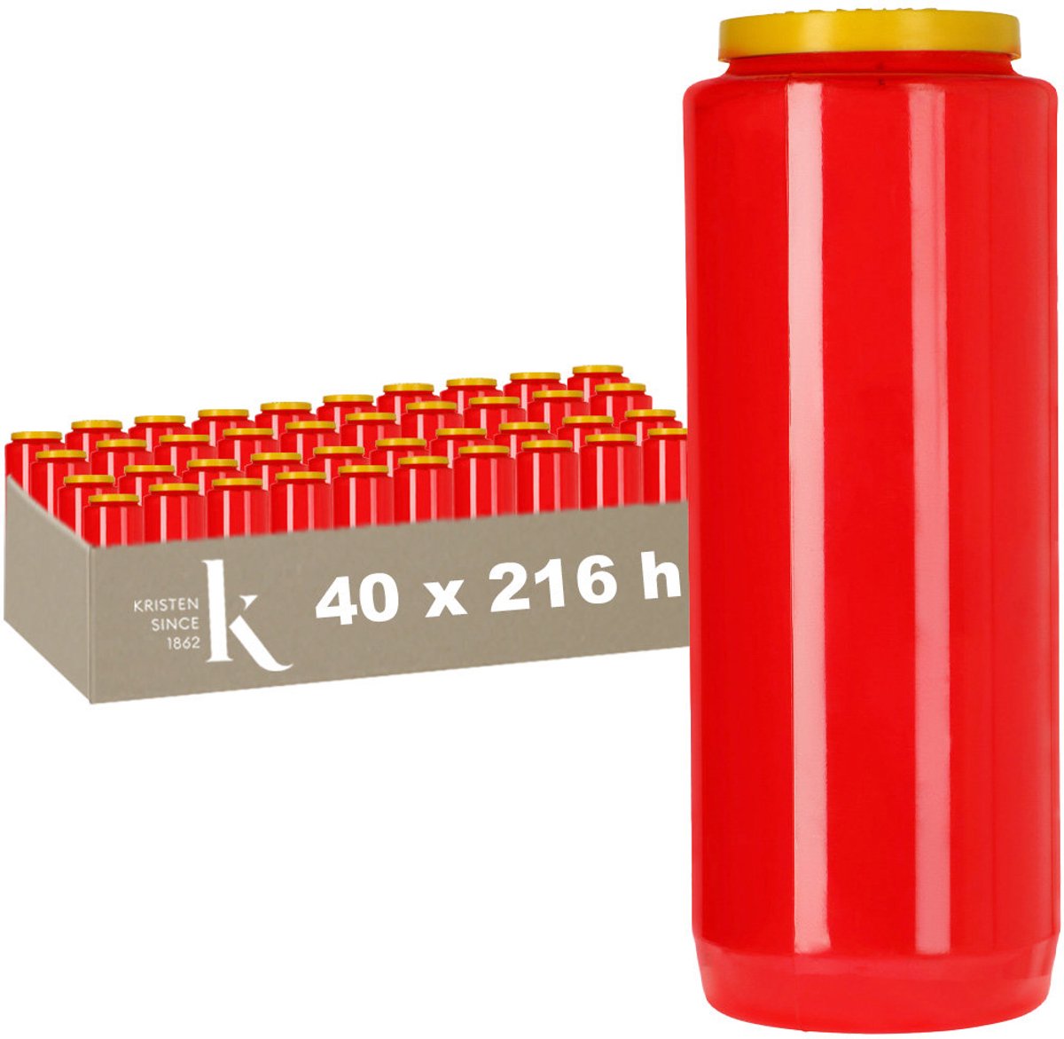 Kristen Noveenkaars 9 Dagen Rood – Kaarsen – 4 Stuks – Herdenkingslicht – Grafkaars – Brandduur 216 Uur – Voor Binnen en Buiten