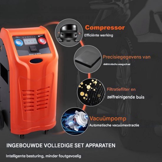 Koelmiddelterugwinningsmachine - Vacuümpomp- Compressor- 1000W - 220-240V - 0.7lbs/min - Koelmiddelpompstation Terugwinningsunit — afbeelding 4