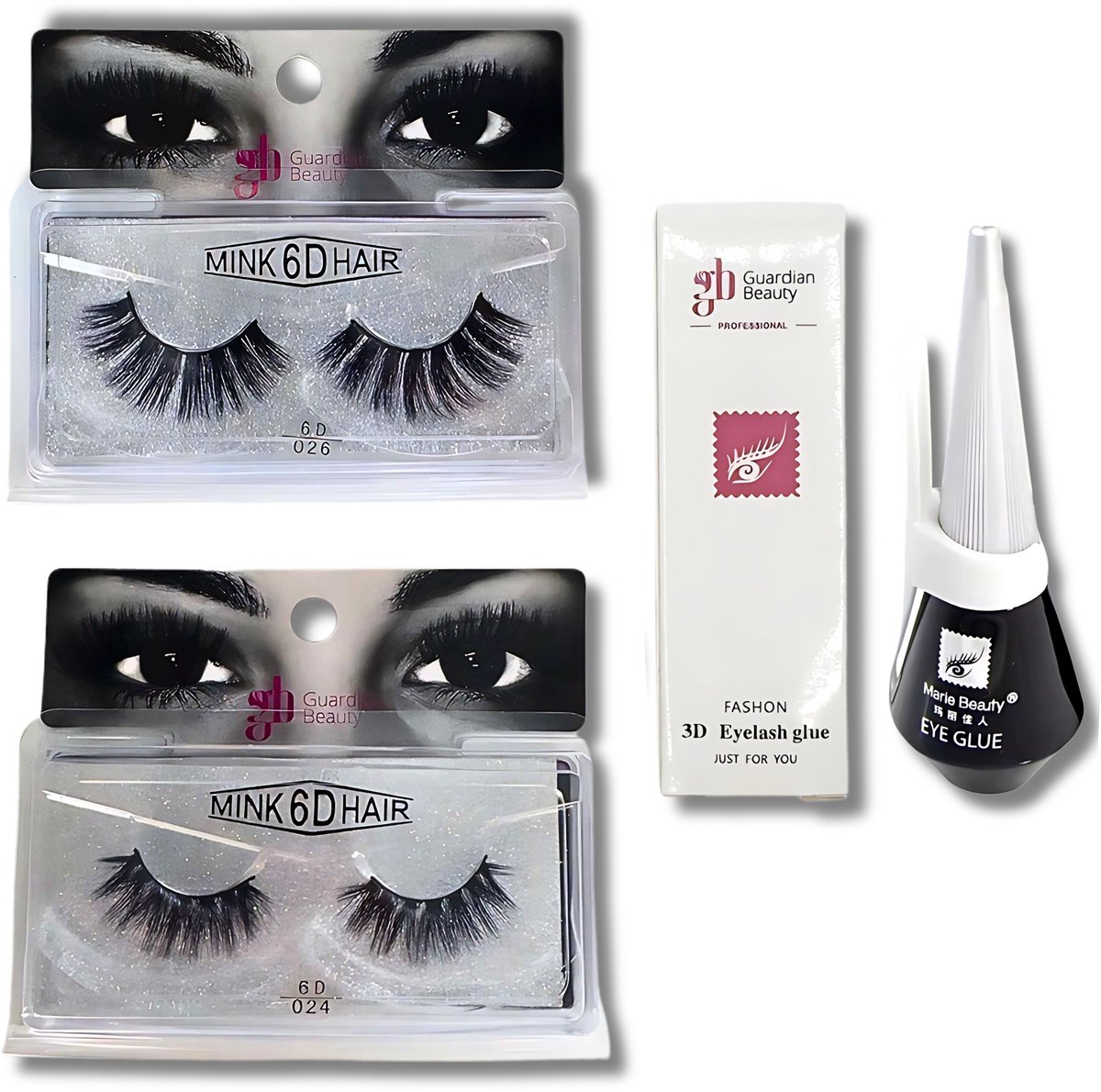 Guardian Beauty Wimpers Set - 6D Volume - #026 / #024 - Met 3D Wimper Lijm - Wimpers Extensions