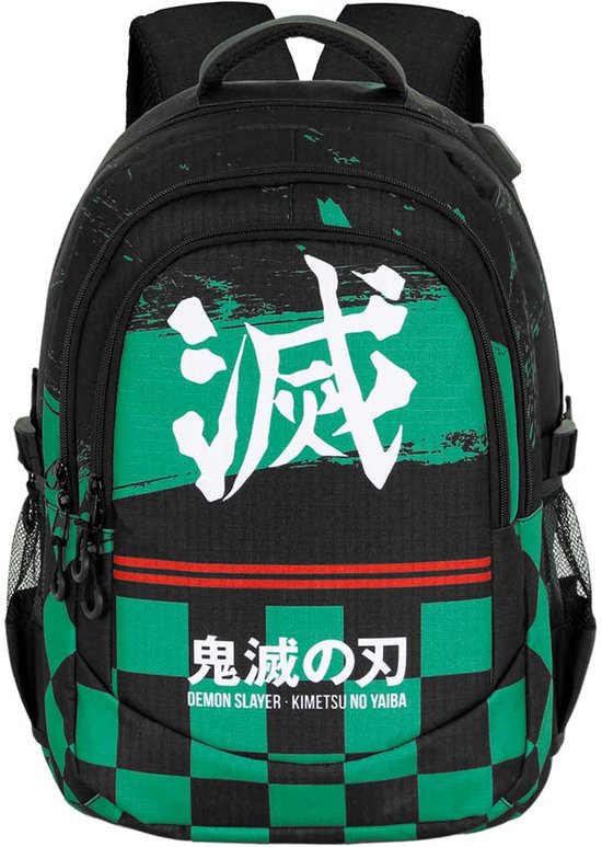 Karactermania - Demon Slayer Sutoriku - Sac à dos de course PLUS - Echecs - Sac à dos de course - Chess - Zwart et vert