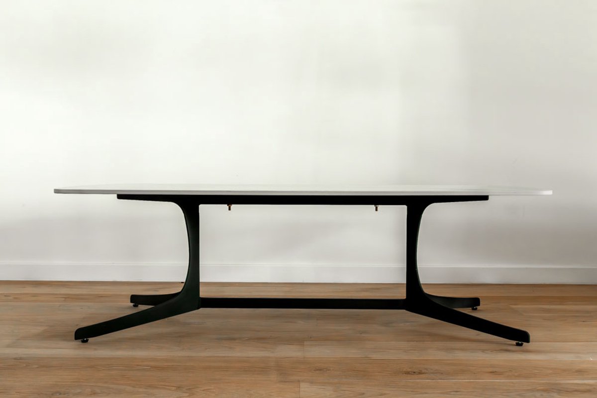 VL HOME luxe salontafel in wit keramiek met metalen onderstel