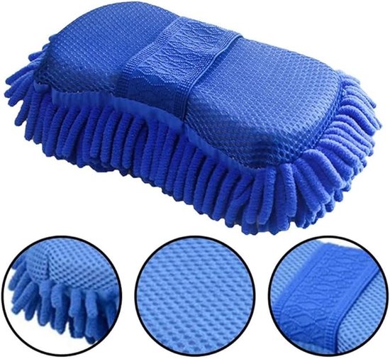 Éponge pour voiture - Éponge en microfibre de Premium - Lessive de voiture - Polissage de voiture - Lavage de voiture - Nettoyage - Blauw