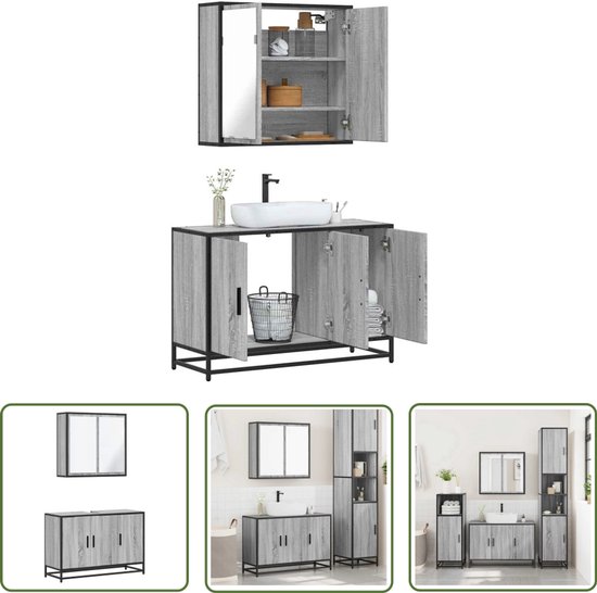 vidaXL Badkamerspiegel 60x10,5x37 cm bewerkt hout sonoma eikenkleurig