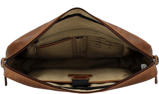 Sacoche de luxe en cuir pour ordinateur portable 15 pouces Lundholm - Sac de travail marron - Sac à bandoulière pour homme - Sac de travail en cuir véritable - Luxe - Cognac
