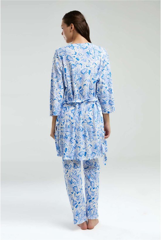 Set femme Arnetta - Wit - Kimono - Robe de chambre - 96 % Katoen - Taille : L