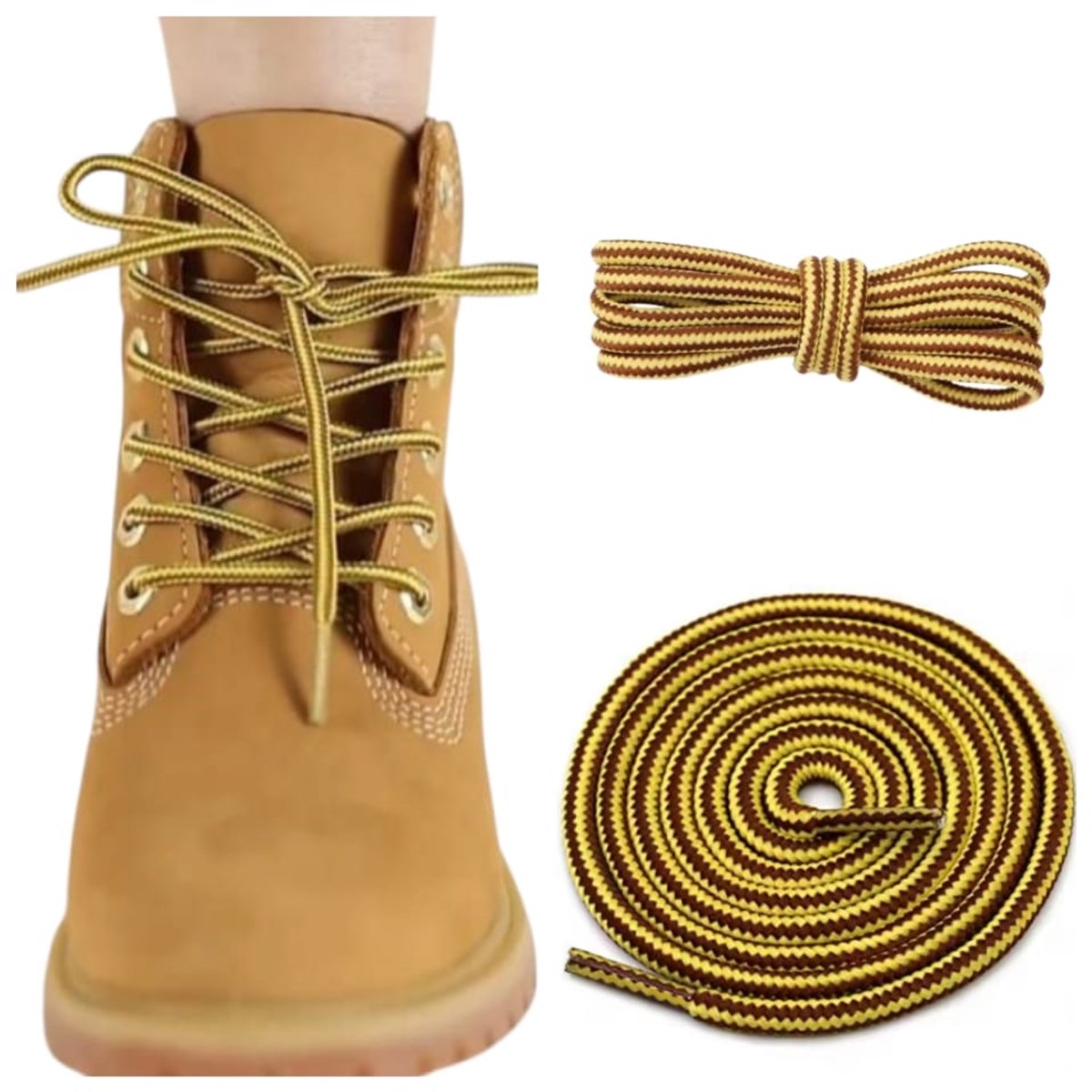 Wandel-/Bergschoen schoenveters Geel Bruin - Ronde Outdoor/ sport schoenen veters- dikte 5 MM- Lengte 130 CM| Bergschoenen| werkschoenen
