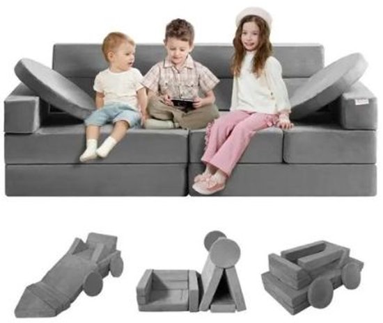 8-delige kinderbank met meerdere combinaties Shédine stof 8-delige kinderbank met meerdere combinaties Shédine stof