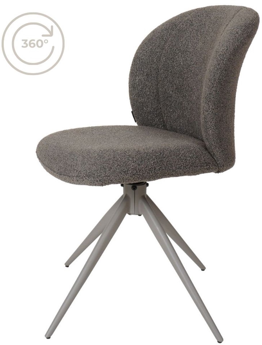 Home67 Eetkamerstoel Cosmo Bouclé Brown - Moderne Kuipstoel in Hotel Chique / Scandinavische Stijl