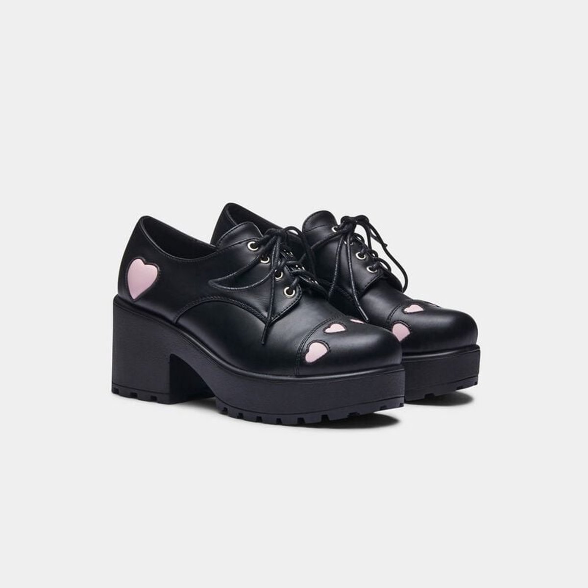 KOI Tennin Heart Shoes Hoge hak zwart-roze PVC -