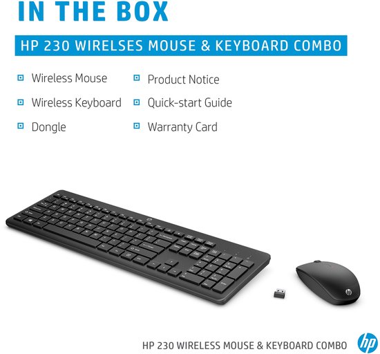 HP 230 - Draadloos Toetsenbord en Muis - Qwerty - Zwart