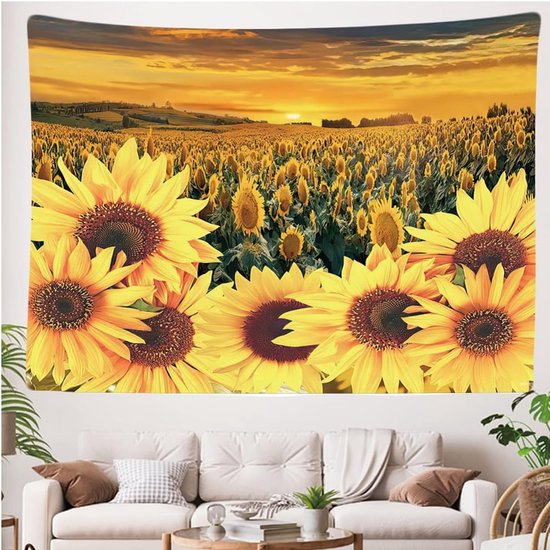 Ulticool - Tournesol Sun Summer Fleurs Nature - Tapisserie - 200x150 cm - Groot tapisserie - Affiche