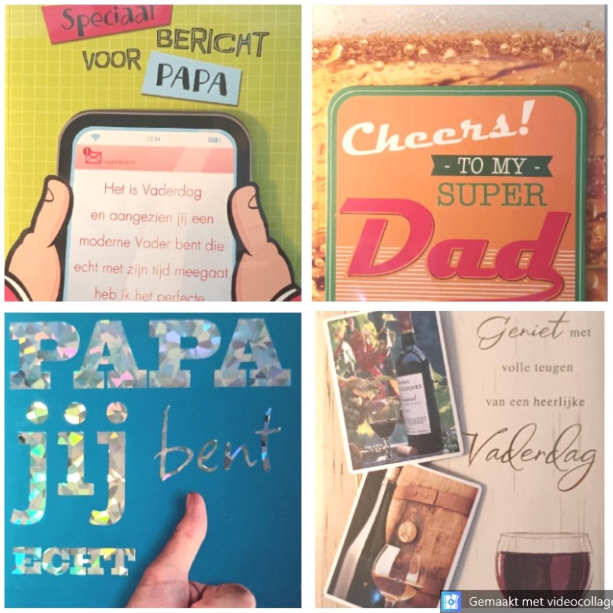 4 Luxe Vaderdag Wenskaarten - Vader Papa Wens Kaart - 4 Motieven - Hallmark Cards - Met Envelop - 16.5x11.5cm - Vatertag - Fete des Peres - Father's Day