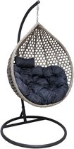 Bircim Hangstoel modern Ei/Egg-Vorm met kussens - Voor Binnen en Buiten - Incl. Standaard, onderstel & kussens - Antraciet
