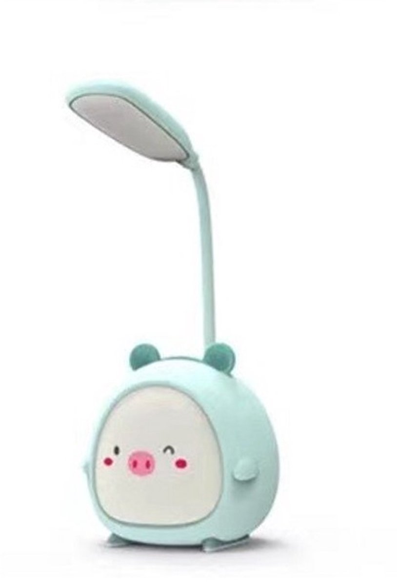Dailyiled - kinder nachtlamp - cartoon - 3 standen - draaibaar - varken - blauw