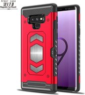 Ntech Samsung Galaxy Note 9 Luxe Armor Case met Pashouder - Rood