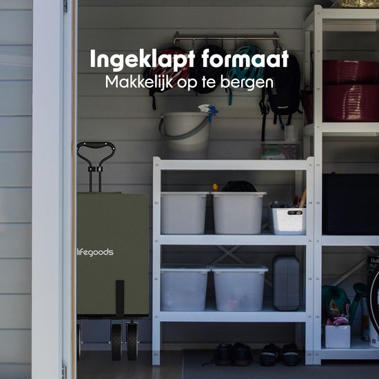 LifeGoods Bolderkar - Opvouwbaar - Draaibare wielen - 94L - 2 Standen - 70KG Draagkracht - Groen van LifeGoods — afbeelding 4