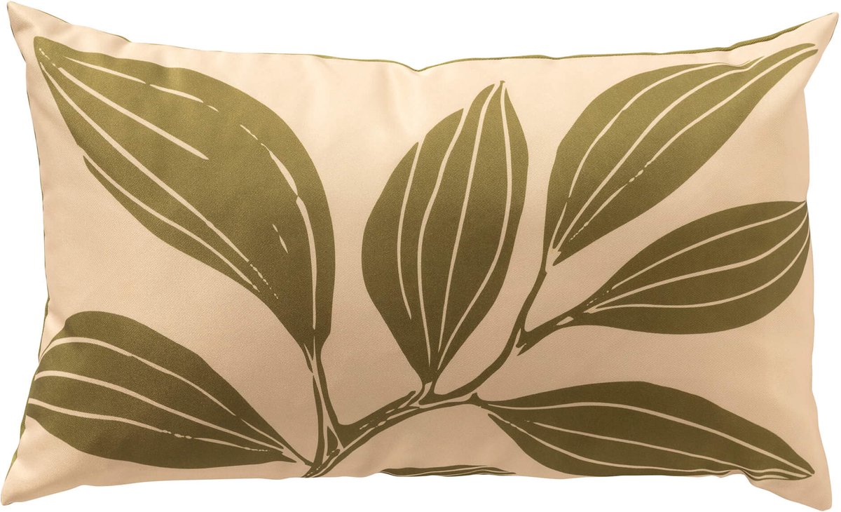 Textino - LAURENS - buitenkussen 30x50 cm - Semolina - beige, groen