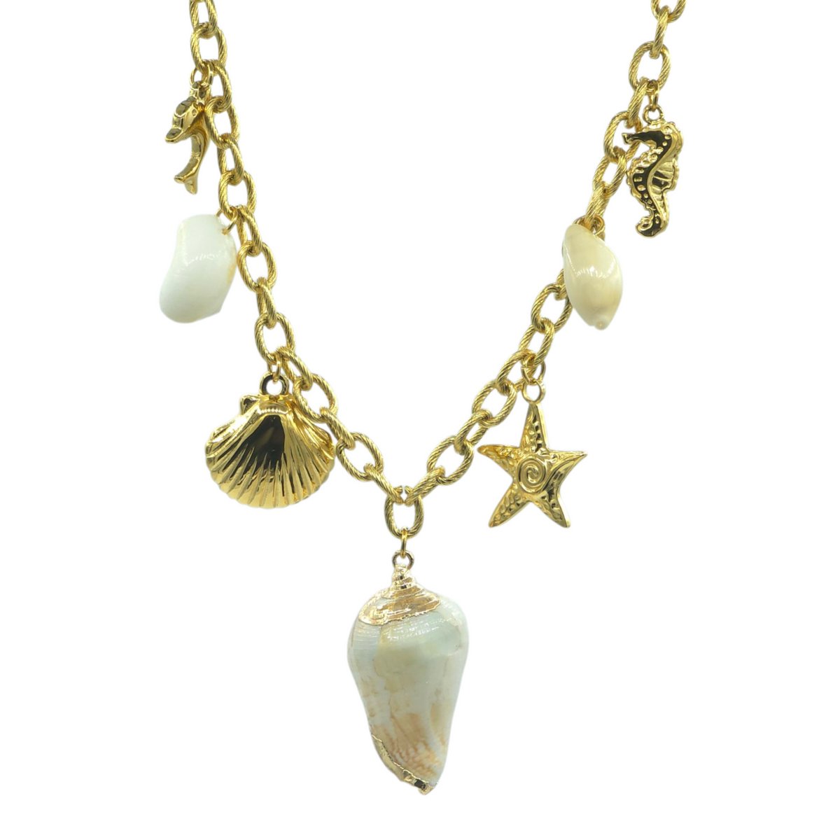 Boho Ketting met Echte Schelpen, Zeester, Dolfijn & Zeepaard Hangers – Zomerse Strandstijl