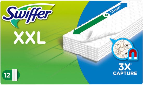 Swiffer Balai Attrape-Poussière - Lingettes Sèches - Attrape Et Retient La Poussière - 6 x 12 pièces