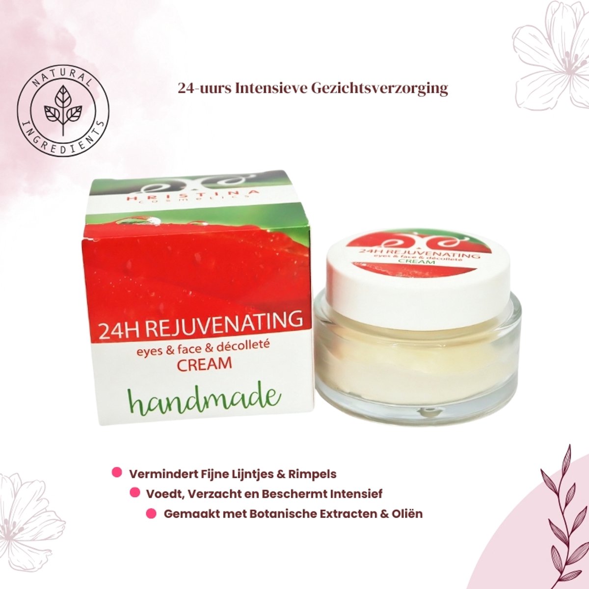 Hristina – Gezichtscrème 50 ml – 100% Natuurlijk – Anti-Aging – 24H Hydratatie
