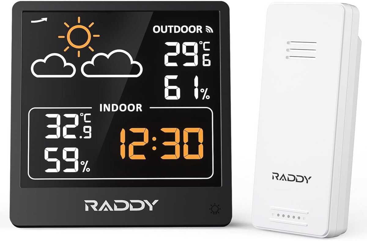 Draadloos Weerstation met Thermometer en Hygrometer - 5,0'' VA Display en Weersvoorspelling