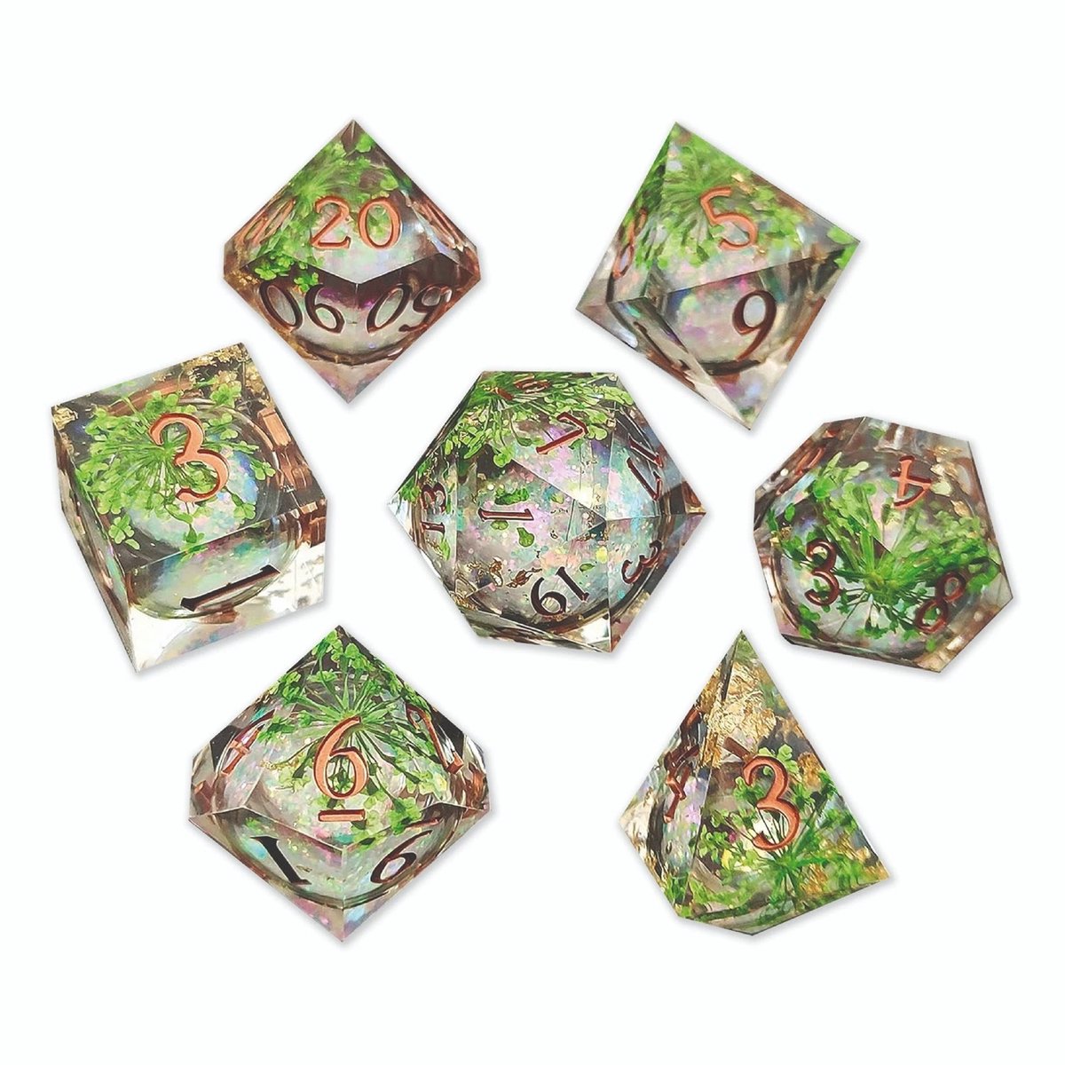 Lapi Toys - Dnd dice - Dnd dobbelstenen - Liquid core dice - Incl. dice bag - Resin - Wit