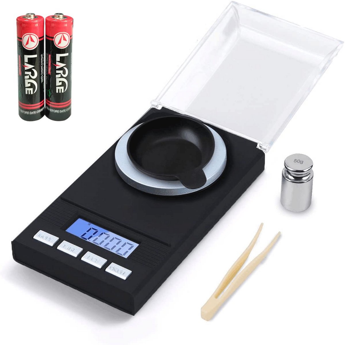 Digitale milligramweegschaal 50 g x 0,001 g - nauwkeurig, compact, met accessoires