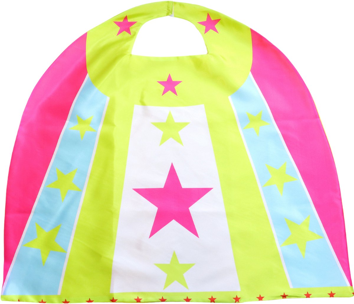 Joya Kids® Verkleedset Meisje | Superheldin Cape Masker Armbanden | Roze, Blauw en Geel met Sterren | Verkleedkleding Kinderen | Carnaval & Rollenspel | Superheld Ster | Verkleedkleding 3-delig | Roze, Blauw en Geel — afbeelding 3