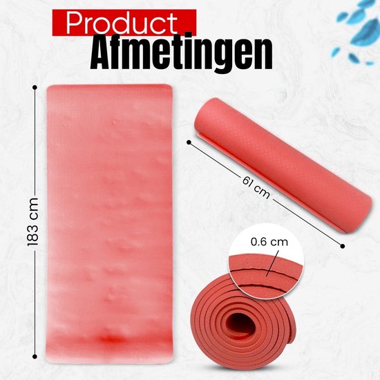 Padisport TPE Yogamat Rood – Pilates Mat – Yoga Mat Anti Slip - Pilatesmat - Yogamat - Fitnessmat van Padisport — afbeelding 5