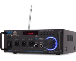 Pyle Audioversterker met Draadloze Bluetooth - 200W - Audio Stereo Versterker Systeem - RCA, USB, SD - Microfooninvoer - FM-radio