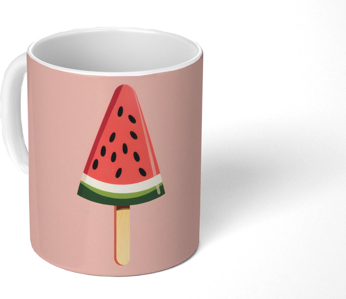 Mok - Koffiemok - Watermeloen - Ijsje - Pitjes - Rood - Mokken - 350 ML - Beker - Koffiemokken - Theemok