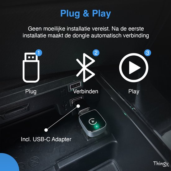 Premium 2-in-1 Carplay Dongle - Draadloos Carplay & Android Auto - Android Auto Dongle - Extra Klein Model - Snelle & Stabiele Connectie