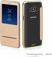 Samsung Galaxy S8+ (Plus) window view folio flip cover (slide to answer) hoesje Champagne Goud