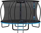 Trampoline THUNDER® | ULTRA 14FT BLUE | Ø427cm | Ronde Trampoline voor Kinderen en Volwassenen | Max. 150 kg | Complete Set | Stevig Frame - Met trapje |