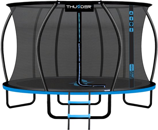 Thunder Trampoline 427 cm – Ronde Tuintrampoline – Max. 150 kg – Met Ladder – Blauw