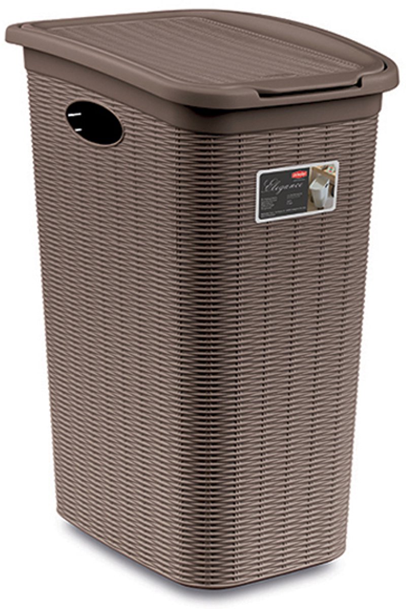 Wasmand met deksel 'Elegance' - 36 Liter - Met ventilatie - Handgrepen - Taupe