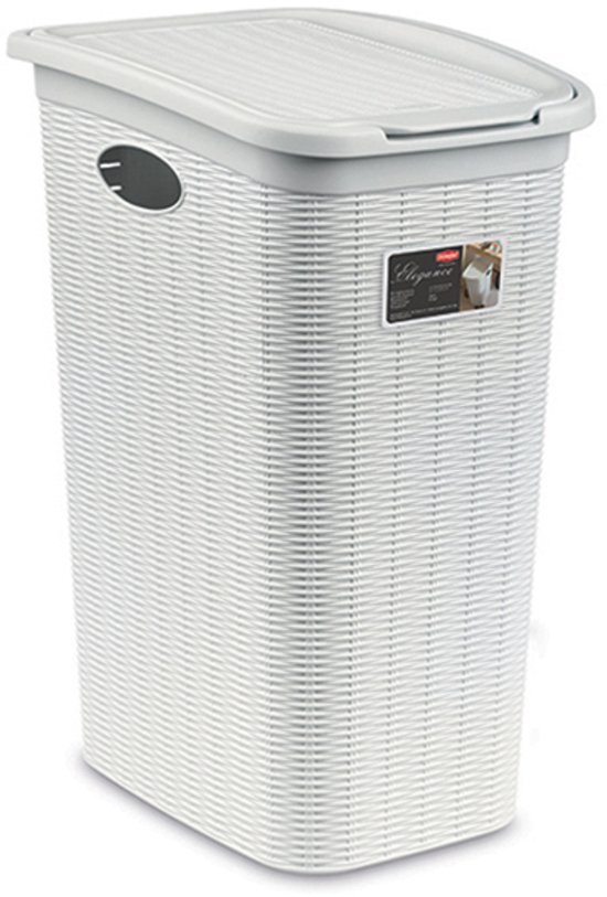Panier à linge avec couvercle « Elegance» - 36 litres - Avec ventilation - Poignées - Wit