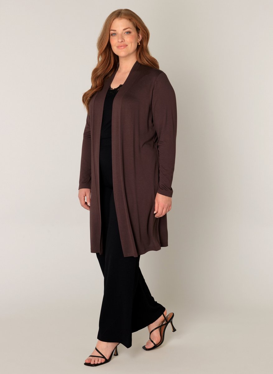 BASE LEVEL CURVY Ayla Long Vest - Brown - maat 2(50)