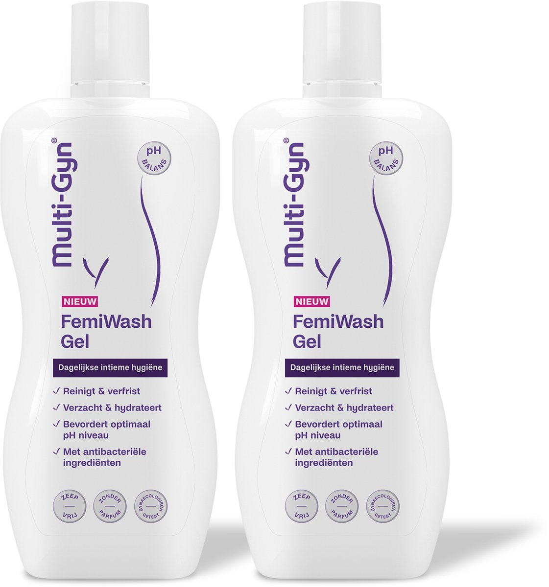 Multi-Gyn FemiWash Gel 2 x 220 ml - Intieme Wasgel voor dagelijkse Intieme Hygiene, mild en zeepvrij voor een optimale Vaginale gezondheid, geschikt voor gevoelige huid, Dermatologisch en Gynaecologisch getest