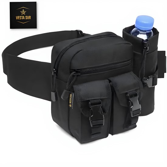 Sac banane Vesta svr® Festival Zwart avec porte-bouteille étanche - voir photo du tableau des tailles - Sport - Marche - Vélo - Voyages - Pêche