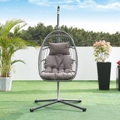 Bol.com Hangstoel Edeng met standaard grijs 196x110x95 cm [en.casa] aanbieding