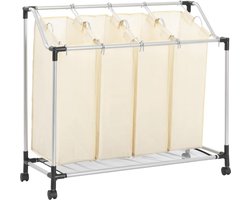 vidaXL - Wassorteerder - met - 4 - zakken - staal - crème