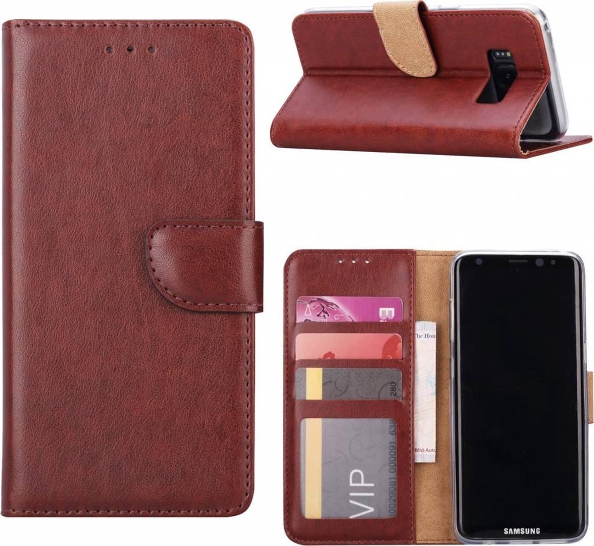 Samsung Galaxy A8 (2018) Portmeonnee hoesje / book style case Bruin