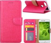 Huawei P Smart Booktype / Portemonnee TPU Lederen Hoesje Roze