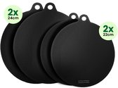 MoreCore Inductie Beschermer - Hittebestendig tot 280 ºC - Inductie Matjes Rond - Inductiebeschermer - Onderzetters Pannen - Afdekplaat voor Kookplaat - Inductie Mat - Inductie Afdekplaat - Geschikt voor Booster Functie - 2x22 + 2x24 cm